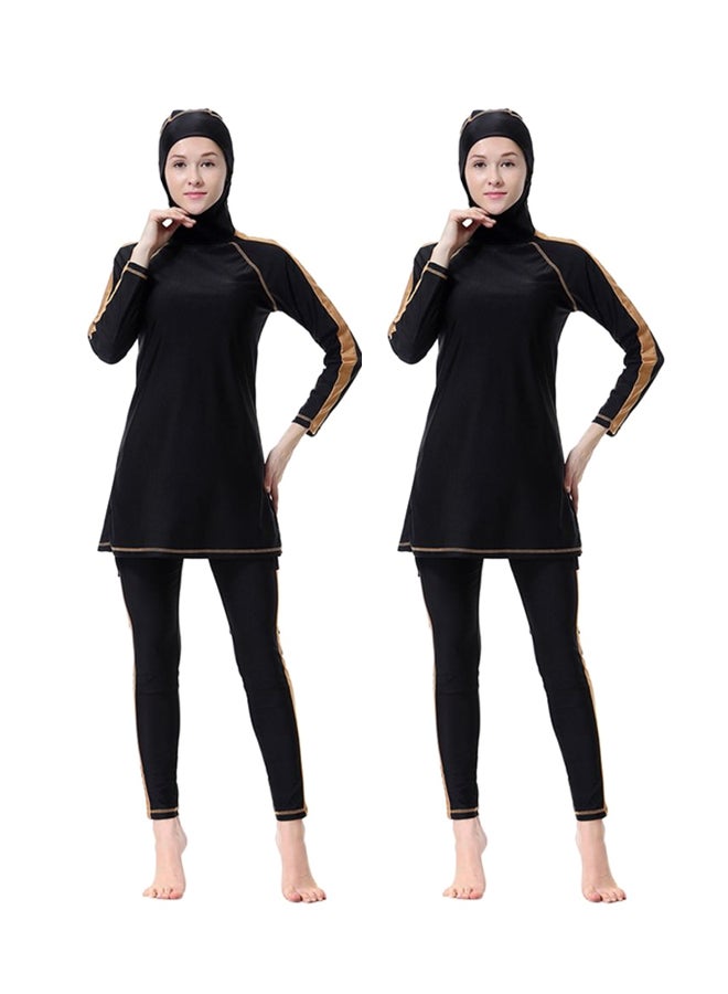 شاربدو طقم بوركيني مكون من بلوزة وبنطال من قطعتين أسود  - Image 1