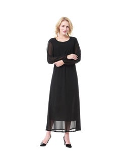 Sharpdo Round Neck Chiffon Dress Black  - Image 1
