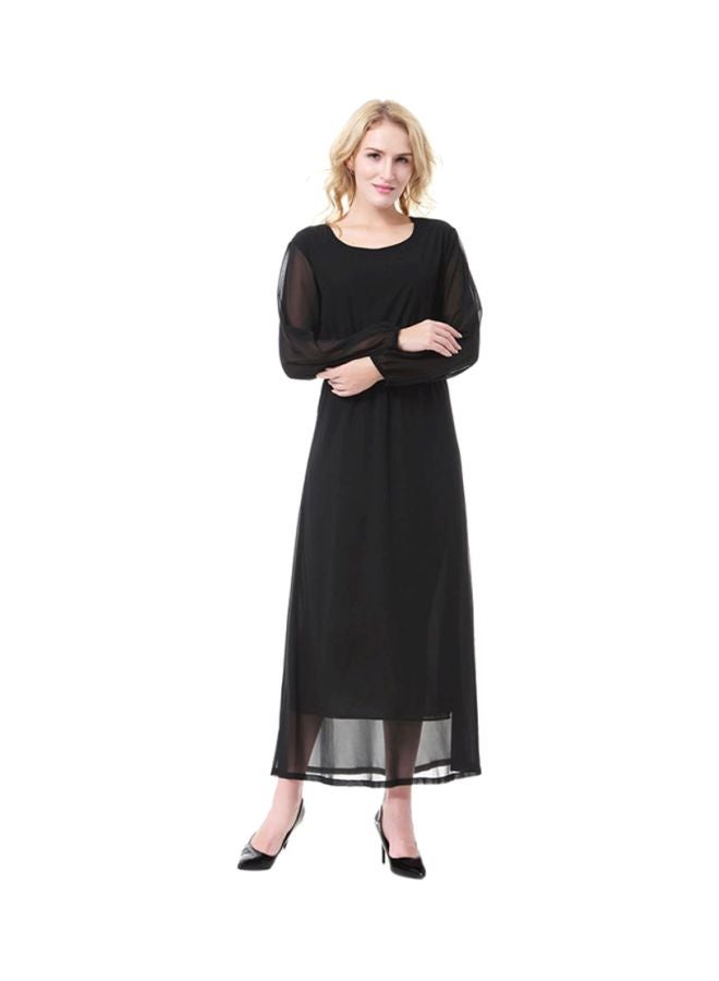 Sharpdo Round Neck Chiffon Dress Black  - Image 1