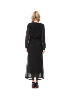 Sharpdo Round Neck Chiffon Dress Black  - Image 2