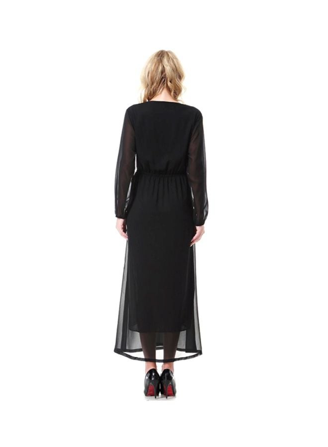 Sharpdo Round Neck Chiffon Dress Black  - Image 2