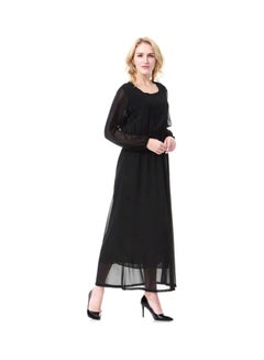 Sharpdo Round Neck Chiffon Dress Black  - Image 3