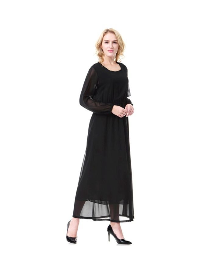 Sharpdo Round Neck Chiffon Dress Black  - Image 3