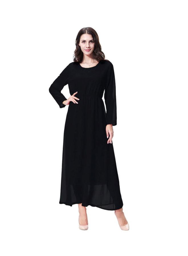 شاربدو فستان من الشيفون بأكمام طويلة أسود - Image 1