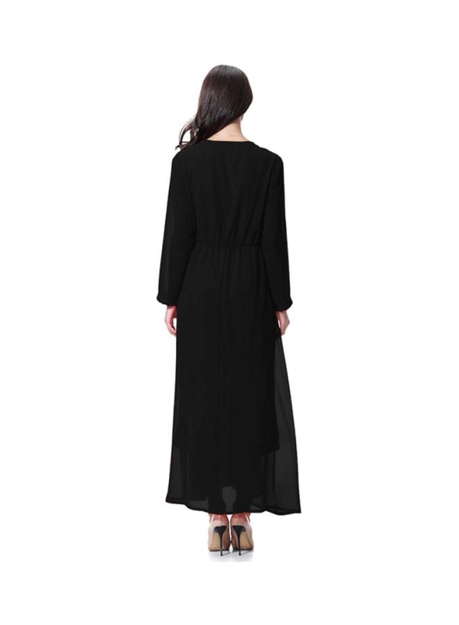 شاربدو فستان من الشيفون بأكمام طويلة أسود - Image 2