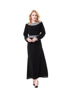 Long Sleeves Wool Peach Dress Black/White