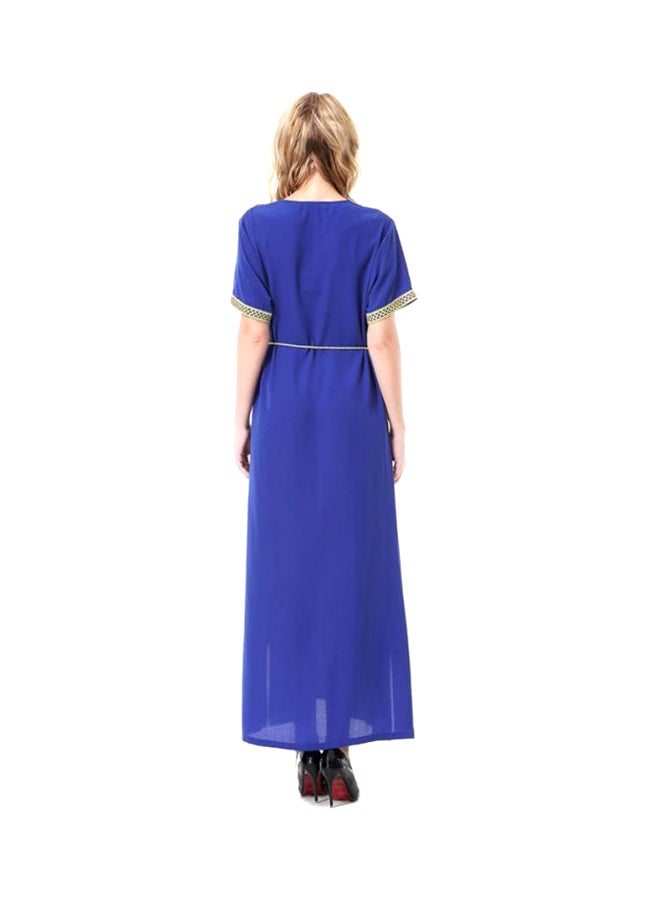 Sharpdo - Short Sleeves Wool Peach Dress Blue/Silver - Image 1