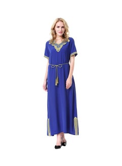 Short Sleeves Wool Peach Dress Blue/Silver