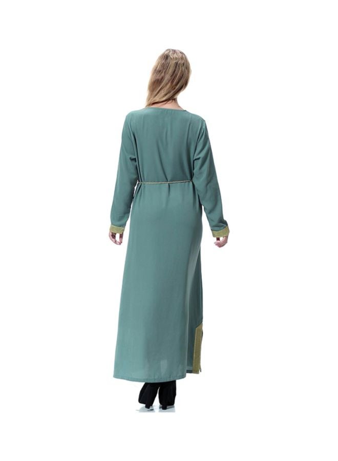 Sharpdo - Long Sleeves Wool Peach Dress Olive Green - Image 1