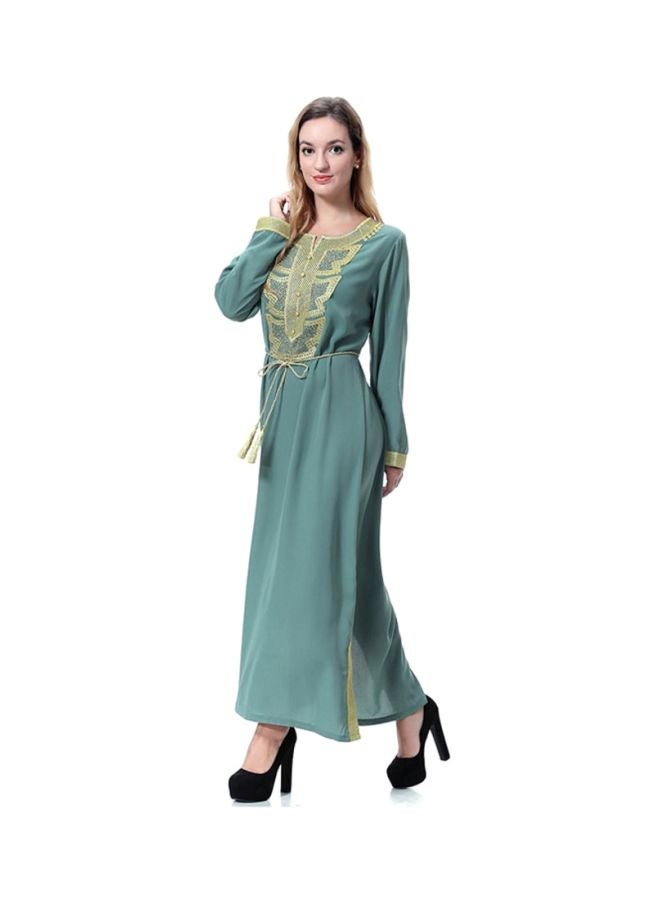Sharpdo - Long Sleeves Wool Peach Dress Olive Green - Image 1