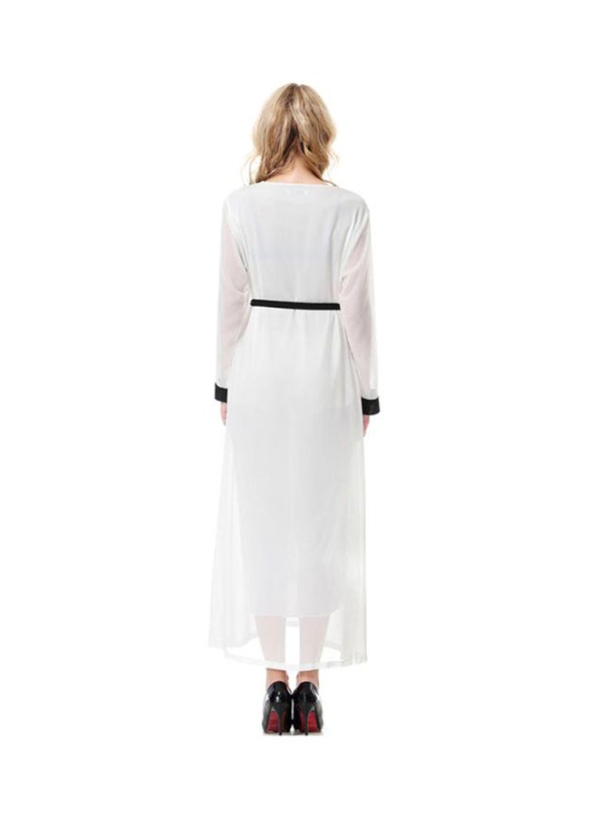 شاربدو فستان بكم طويل أبيض/ أسود - Image 2