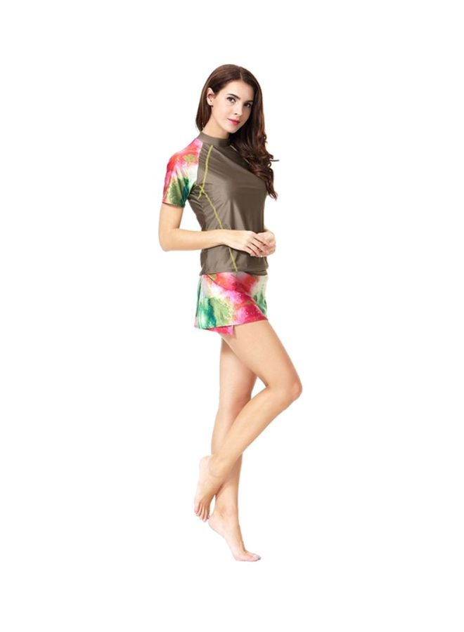 Sharpdo - High Neck Printed Burkini Multicolour - Image 1