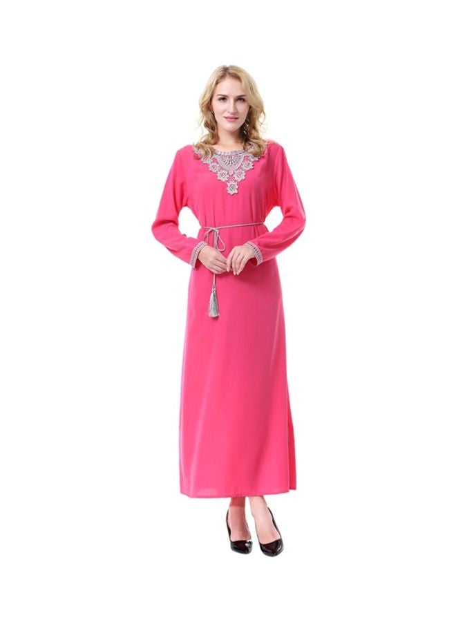 Sharpdo Polyester Neck Detailed Dress Pink/Grey - Image 1