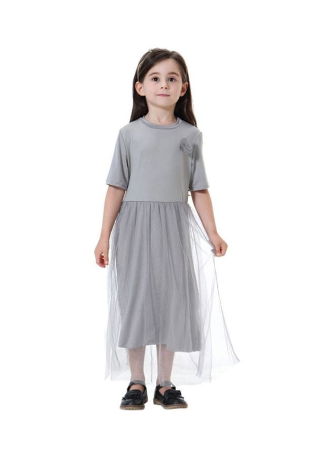 Sharpdo Girls Round Neck Maxi Dress Grey  - Image 1