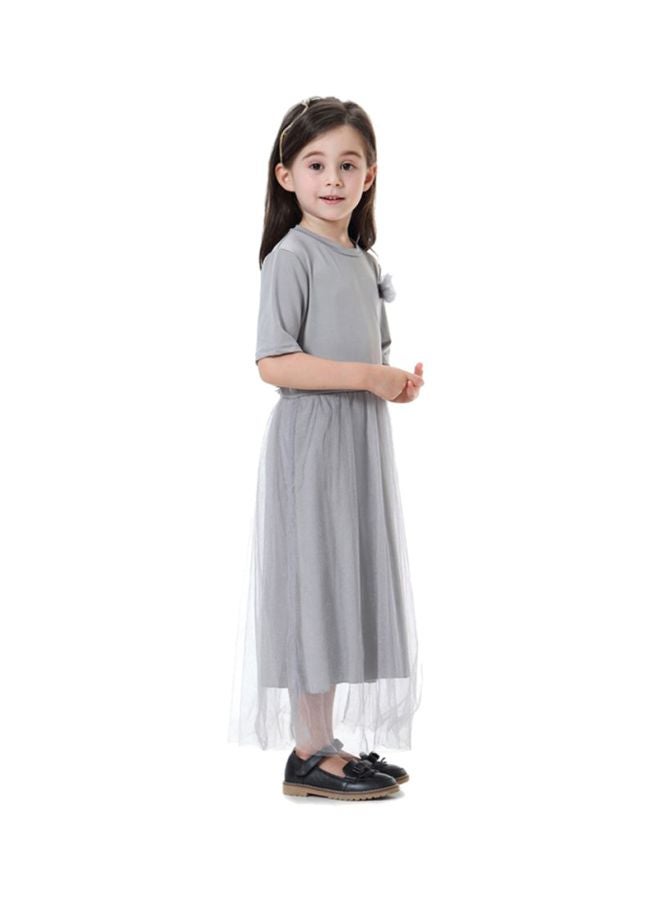 Sharpdo Girls Round Neck Maxi Dress Grey  - Image 3