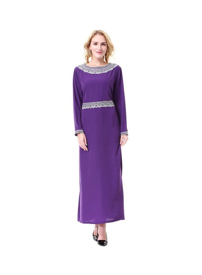 Sharpdo Boat Neck Maxi Dress Purple/White - Image 1