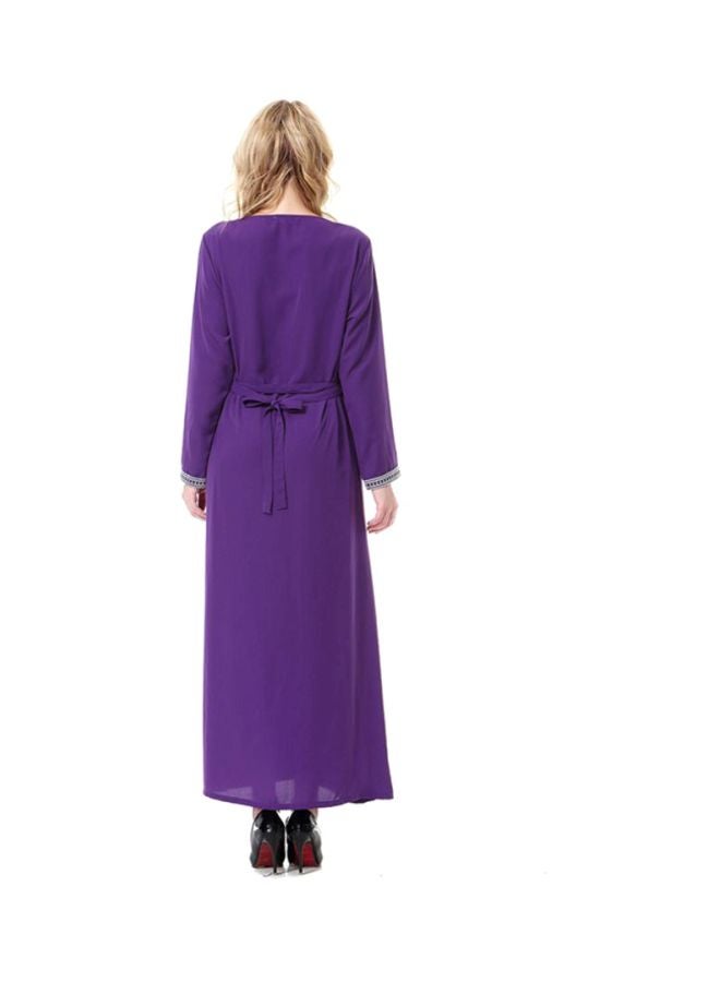 Sharpdo Boat Neck Maxi Dress Purple/White - Image 2