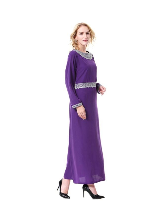 Sharpdo Boat Neck Maxi Dress Purple/White - Image 3