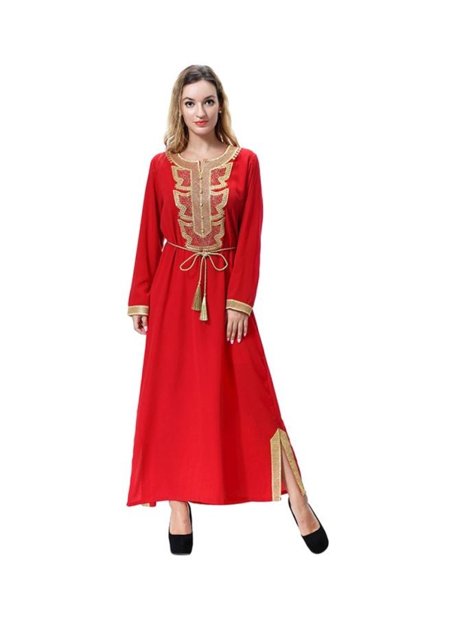 شاربدو فستان طويل برقبة دائرية أحمر - Image 1