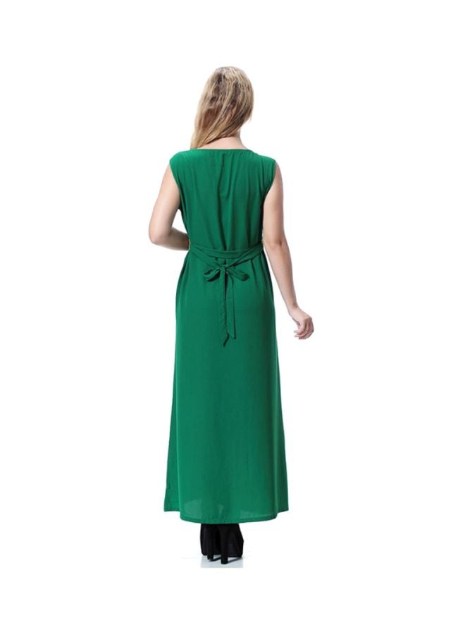 Sharpdo - Round Neck Maxi Dress Green - Image 1