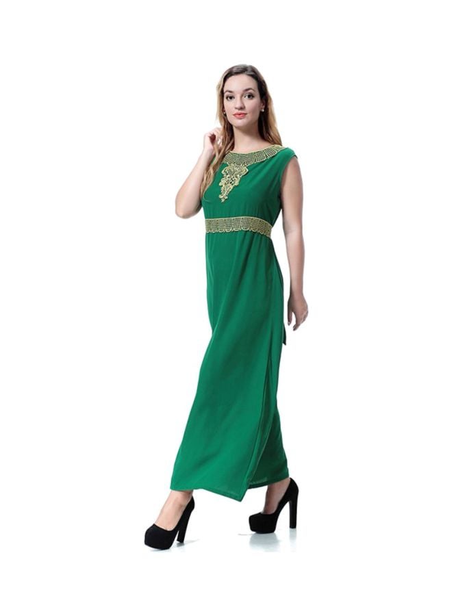 Sharpdo - Round Neck Maxi Dress Green - Image 1