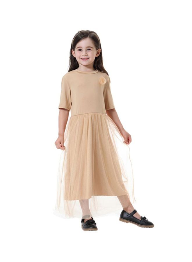 Sharpdo Tulle Casual Dress Beige - Image 1