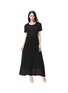 Round Neck Chiffon Dress Black