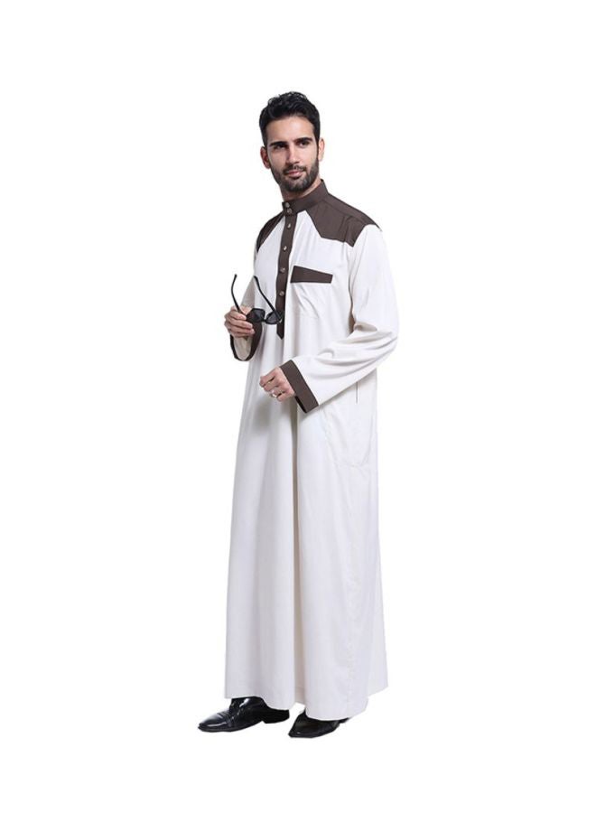 شاربدو ثوب القفطان برقبة مستديرة عاجي - Image 3