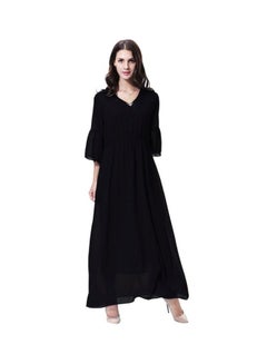 V-Neck Chiffon Dress Black