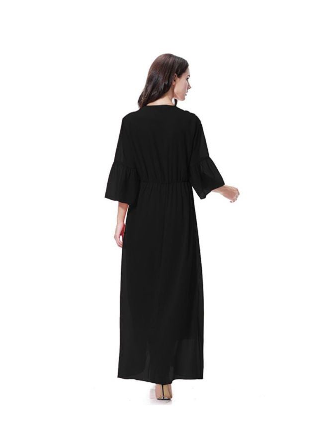 Sharpdo - V-Neck Chiffon Dress Black - Image 1