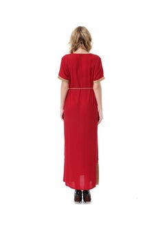 Sharpdo V-Neck Wool Peach Dress Red  - Image 2