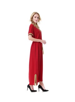 Sharpdo V-Neck Wool Peach Dress Red  - Image 3