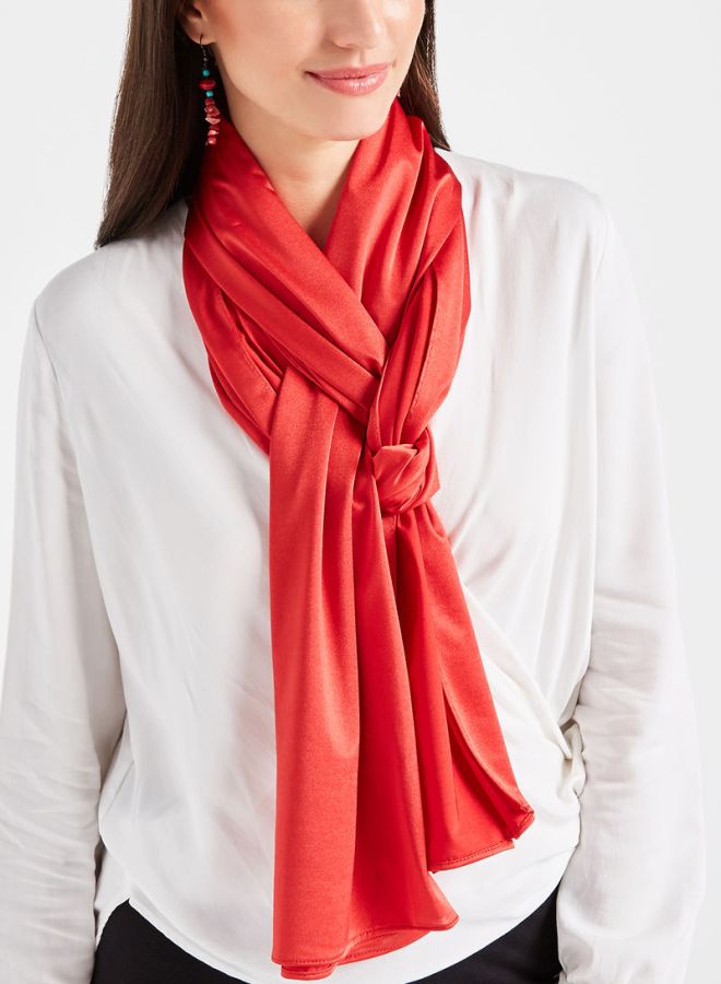 NUKHBAA - Modest Plain Scarf Red - Image 1