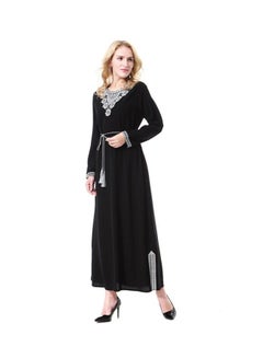 Round Neck Wool Peach Dress Black