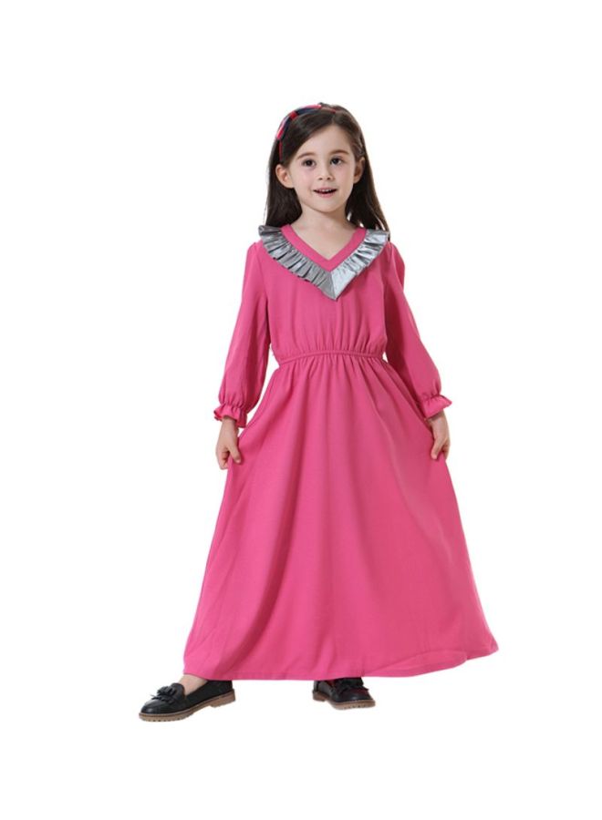 Sharpdo V-Neck Maxi Dress Pink/Silver - Image 1