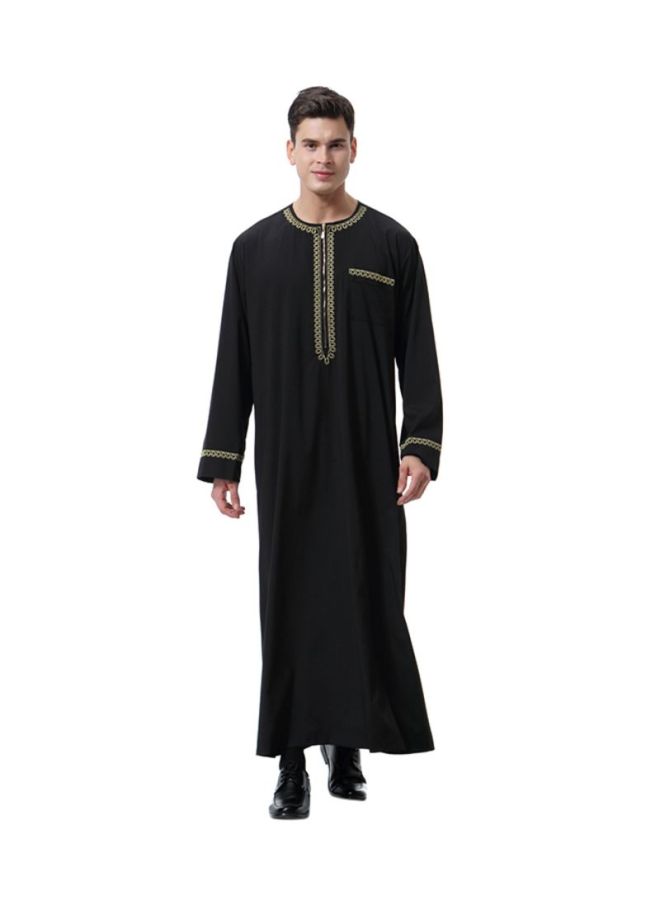 شاربدو قفطان برقبة مستديرة أسود/أصفر - Image 1