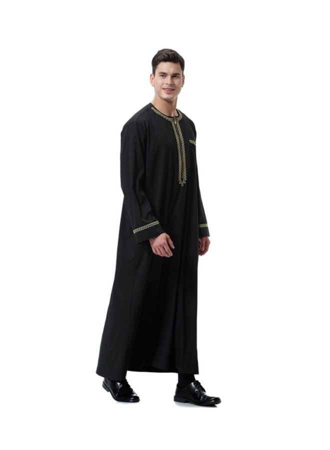 شاربدو قفطان برقبة مستديرة أسود/أصفر - Image 3