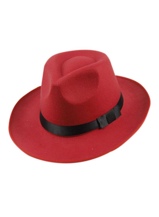 Bluelans Wide Brim Fedora Panama Hat Red/Black - Image 2