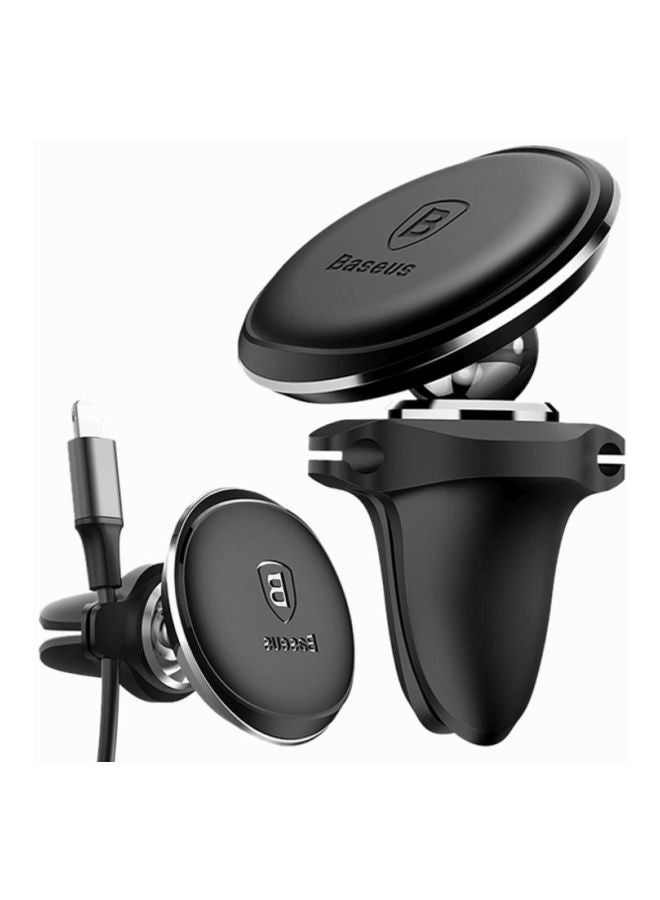 Baseus - 360 Degree Rotation Magnetic Air Vent Car Mobile Mount With Cable Clip Holder Black - Image 1