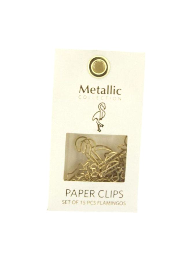 ROCO 15-Piece Metallic Flamingo Shape Paper Clips Gold