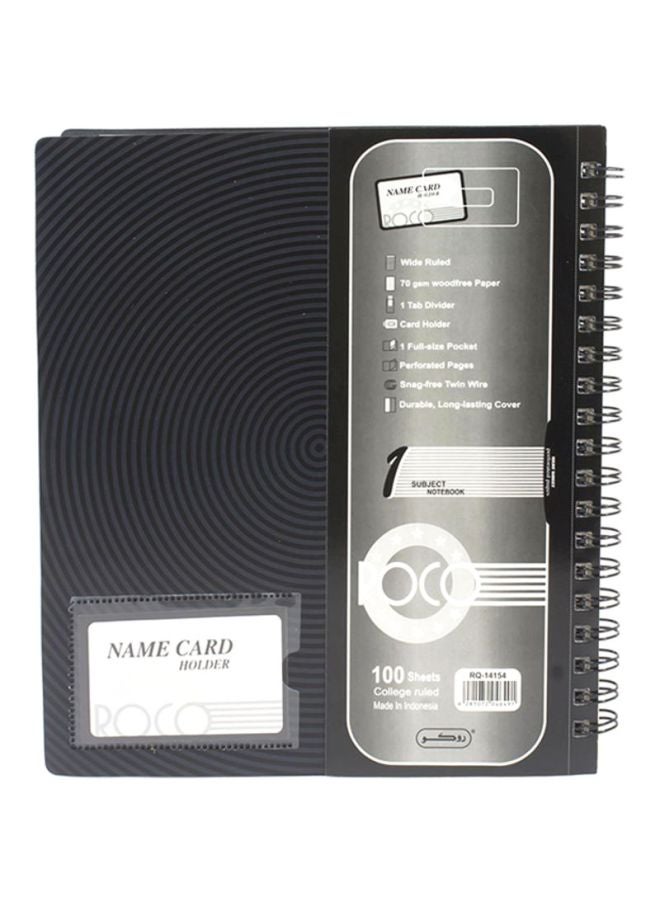ROCO College Ruled Spiral Bound Notebook Black/Grey