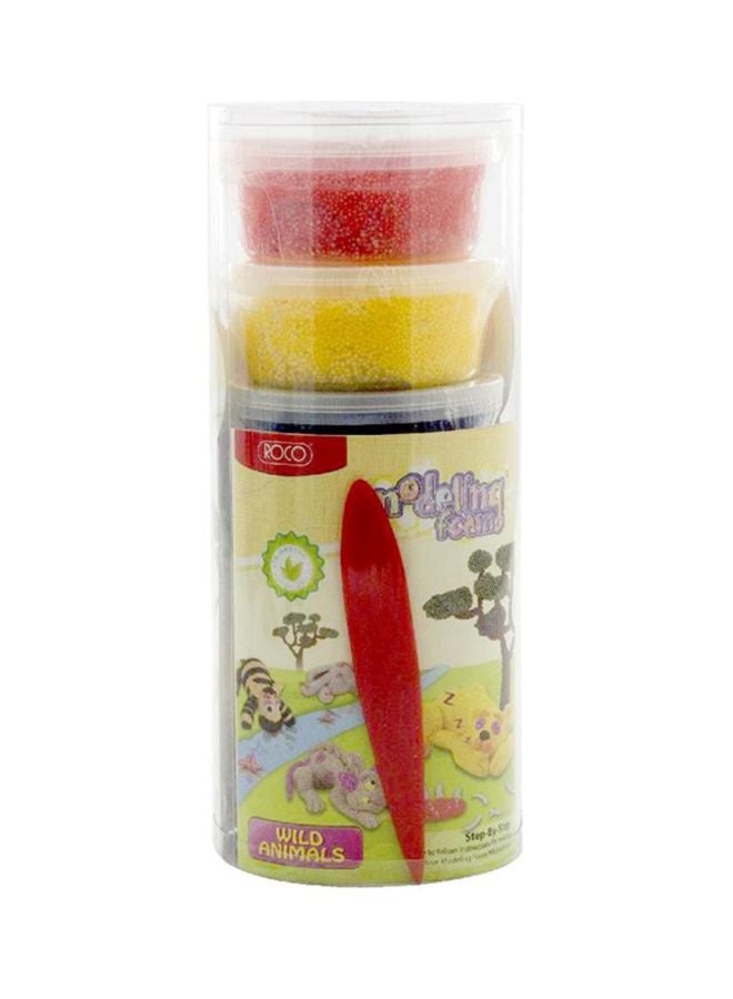 لعبة تشكيل الحيوانات البرية من الطين أحمر/ أصفر/أخضر