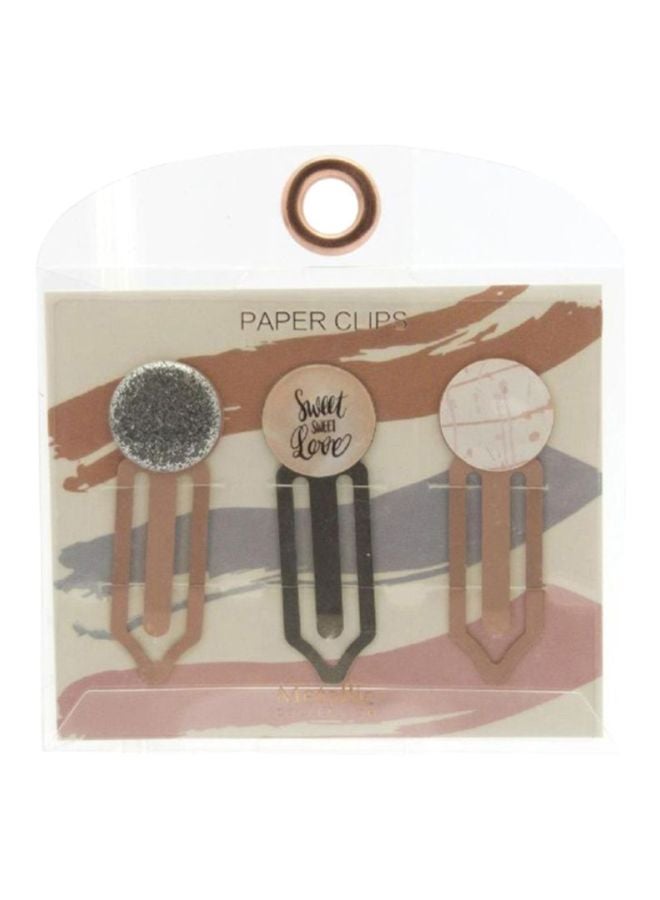 ROCO 3-Piece Metallic Paper Clip Set Peach/Silver