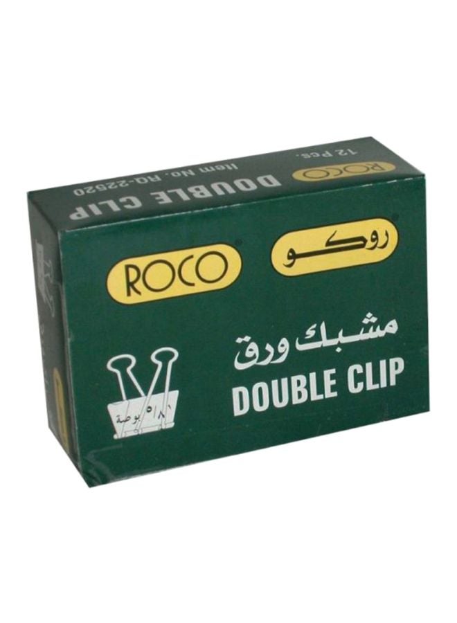 ROCO - 12-Piece Binder Double Clip Set Black/Silver - Image 1
