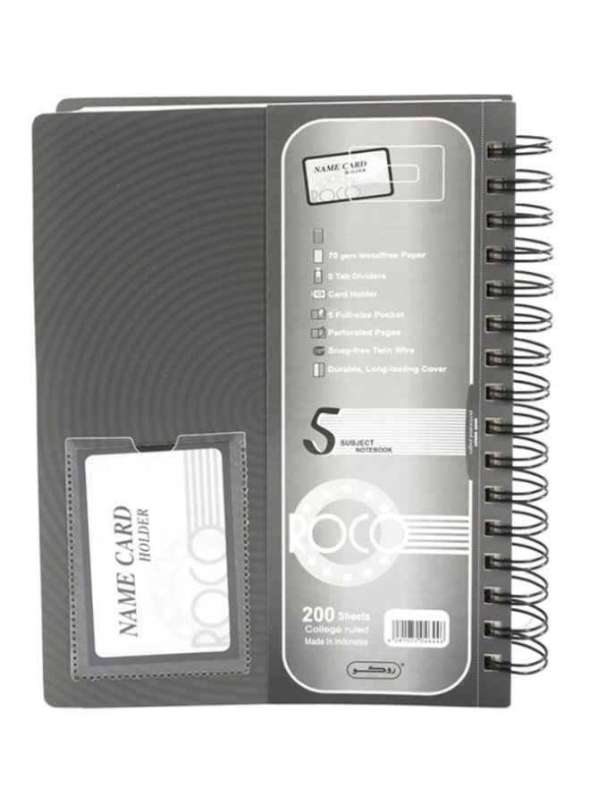 روكو دفتر ملاحظات بغلاف لين وورق مسطر مفرد رمادي