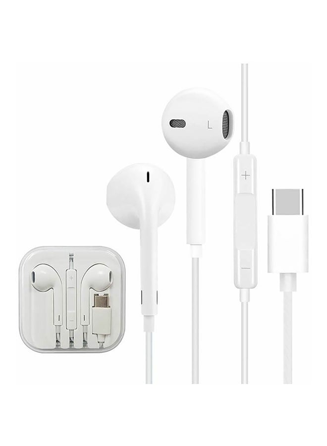 Generic Wired Type-C In-Ear Earphones White  - Image 1