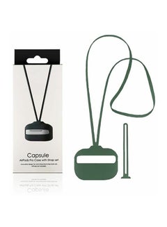 Silicone Case Cover With Hand And Neck Strap For Apple AirPods Pro Green