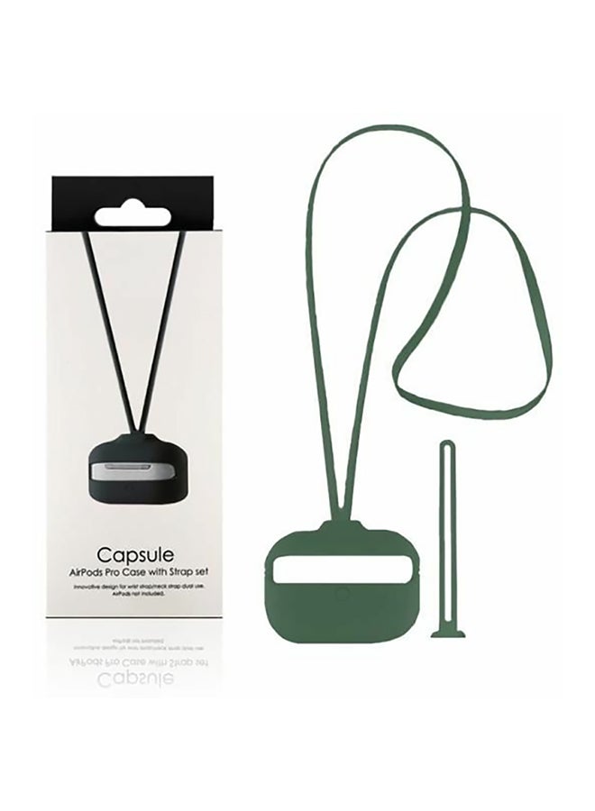 Generic - Silicone Case Cover With Hand And Neck Strap For Apple AirPods Pro Green - Image 1