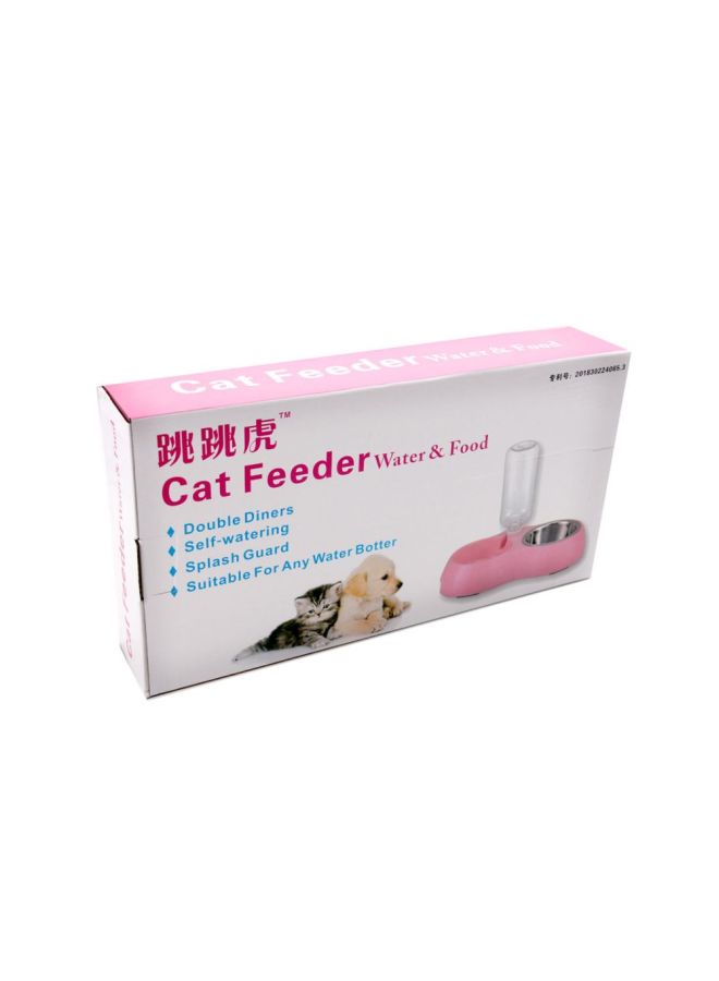 QiaoKai Auto Feeding Double Water Bowl Pink/Silver/Clear 47 x 23 x 16cm  - Image 2
