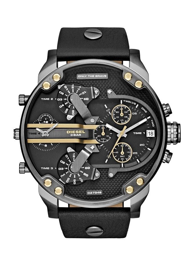 DIESEL - Men's Mr. Daddy 2.0 Round Shape Leather Band Analog Wrist Watch 57 mm - Black - DZ7348 - Image 1